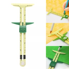 SciencePurchase 5-in-1 Sewing Craft Ruler T-Gauge, Seam Allowance, Button Spacer, Circle Compass