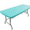 6Ft Rectangle Fitted Morocco Tablecloth Waterproof Vinyl Flannel Backed Table
