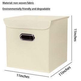 SEVENDOME Closet Organizers Fabric Storage Bins With Lids Collapsible Cube Storage Organizer Basket With Handles,Storage Boxes for Clothes Storage,Office Storage, Toys,3 Pack,（Creamy-White