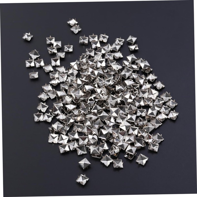 COHEALI 200pcs 10mm Square Metal Studs Spikes for DIY Punk