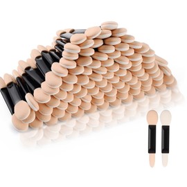 Deksias Eye Shadow Tip, Eye Shadow Brush, Makeup Brush, Makeup Tip, Commercial Use, Disposable Disposal, 50 Pieces, Double Makeup Tool (Beige)