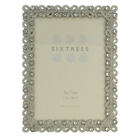 Antique Vintage and Shabby Chic Style silver metal photo frame with beads and crystals effect for a 7" x 5" (178 x 127mm) picture -Beatrice by Sixtrees