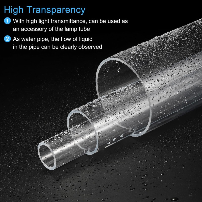 sourcing map Acrylic Pipe Clear Rigid Round Tube 10mm ID