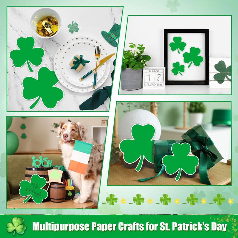 MoDooris 120 Pcs St. Patrick’s Day Shamrock Cutouts 3 Sizes