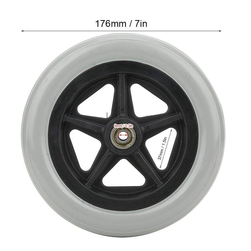 Wheelchair Casters 7" (176mm) 608ZZ Bearings Rubber