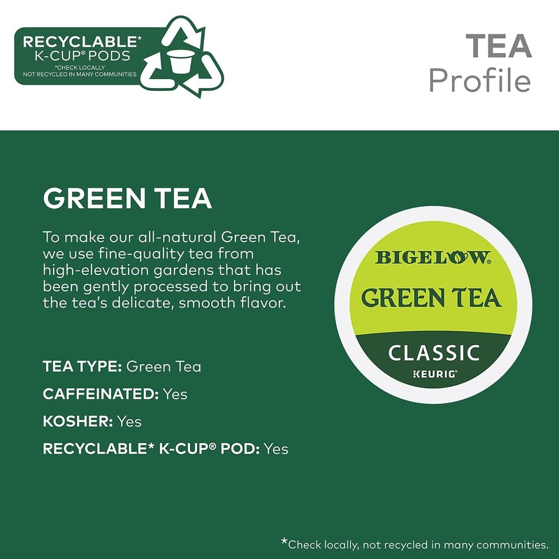 Bigelow Green Tea Keurig Single-Serve K-Cup Pods, 24 Count