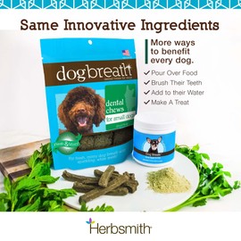Herbsmith Dog Breath - Dog Dental Care Solution - Natural Dog Breath Freshener That Tackles Tartar - Dental Powder for Dogs - 75g Powder
