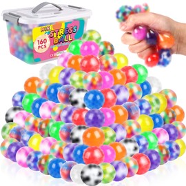 BESNEL 160 Pack Stress Balls for Adults, Bulk Squishy Ball, Stress Balls Set, Anti-Anxiety and Fidget Balls to Relax, Prize Box, Party Favors, Birthday Gifts, Goodie Bag Stuffers