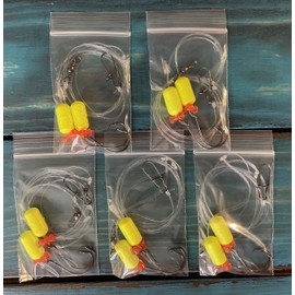 5 - Hi*Low - Pompano Rig, Surf Fishing Rig, Fishing Rigs, Double Drop Rig - Pompano, Snappers, Whiting, Drum, Spots, Etc Hand Tied w/ 30Lb Fluorocarbon Line, 3/4" Yellow Floats