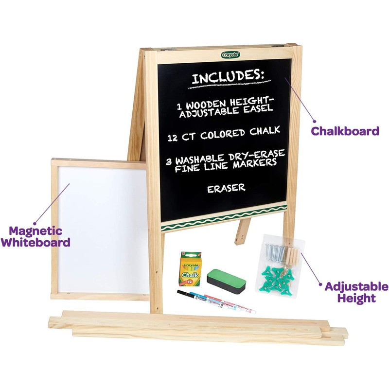 Crayola Kids Mini Wooden Art Easel & Supplies, Toddler Toys,