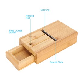 Soap Beveler, Adjustable Bamboo Soap Cutter Planer Tools Hand‑Made Soap Making Supplies with Drawer 7.7x4.3x2.0in