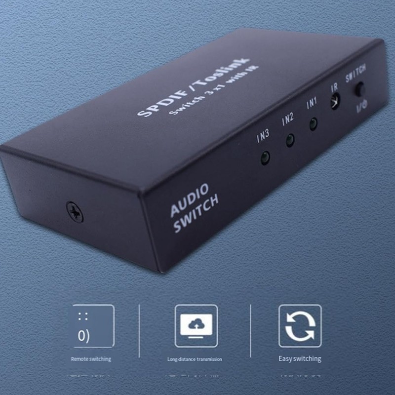 Aswalling Optical Switcher with 2 Way Spdif Toslink Optical Digital