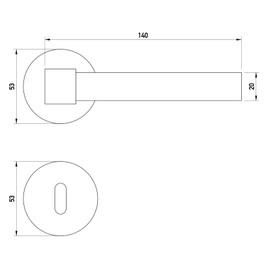 Beschläge Hamburg: Door Handles/Door Fitting One L - IO 07Z VAM BB - Door Handle Diameter 20 x 140 mm with Round, Diameter 53 x 6 mm Rosettes for Room Doors - Handle Set / Door Handle for Interior