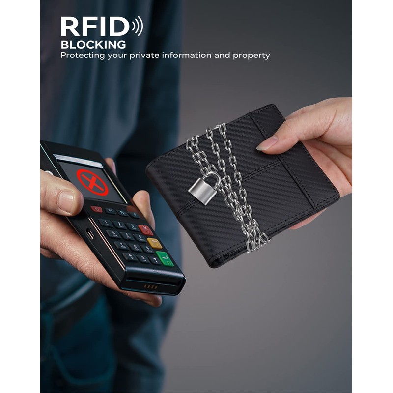 swallowmall Mens Wallet RFID Genuine Leather Slim Bifold Wallets for