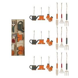 Creative Co-Op 1' H - 4' H MDF Laser Cut Garden Tool Ornaments, Multi Color, Boxed Set of 18
