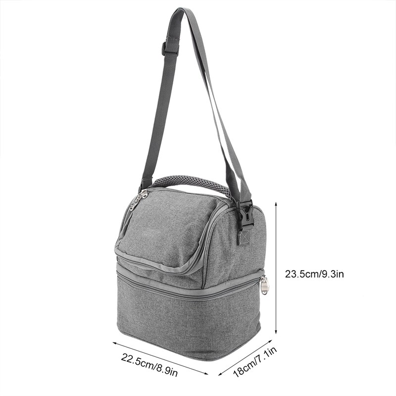 7L Portable Double Layers Insulated Bento Bag Lunchbox Tote for