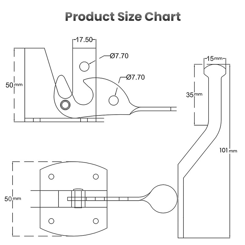 Garden Gate Latch for Wooden Gates - Galvanised Silver Door