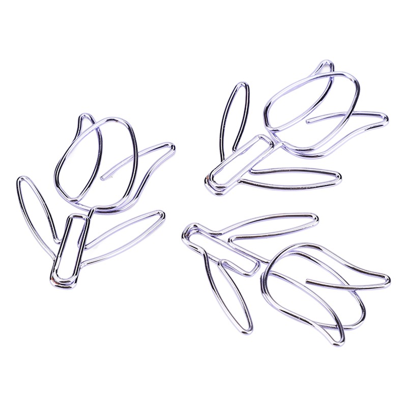 50Pcs Tulip Paper Clips Cute Purple Tulip Design Durable Metal