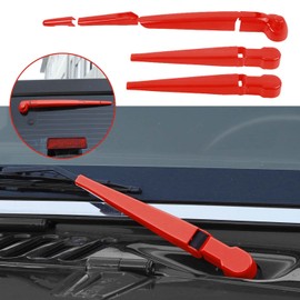 Windshield Wiper Blades Trim Cover,Front & Rear Window Wiper Arm Blade Kit Decoration Accessories for Jeep Wrangler JK JKU 2007-2017 (Red)