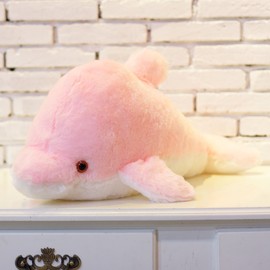Zinsale 7 Colour Changing LED Brighten Filled Dolphin Toy Plush Cushion Plush Toys Night Light (Pink, 45 cm)