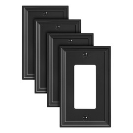 TREEWELL 4-Pack Decorator Outlet Cover Plate, Black Decorative Switch Plates and Outlet Covers, Natural Bamboo Fiber Wall Plates for Electrical Outlets, Receptacle, GFCI Outlet, Dimmer Switch