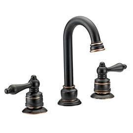 Designers Impressions 659611 Oil Rubbed Bronze Two Handle Widespread Lavatory Bathroom Vanity Faucet - Bathroom Sink Faucet with Matching Pop-Up Drain Trim Assembly