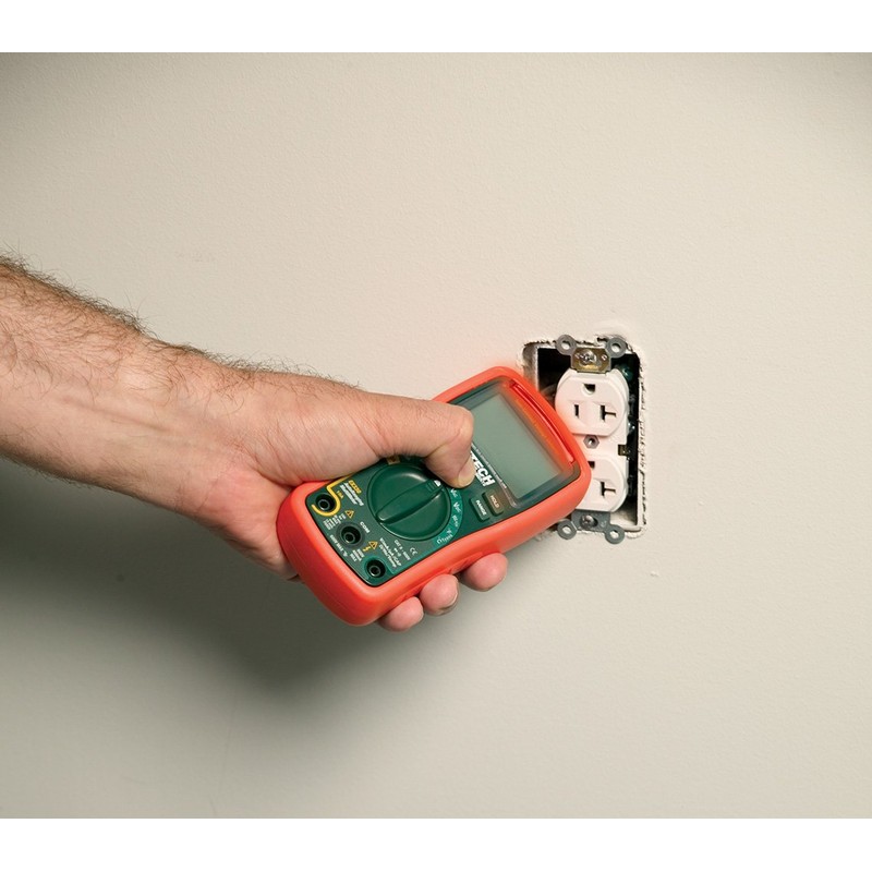 Extech EX330 12-Function Mini Multi-Meter Plus Non-Contact Voltage Detector,Green/Orange