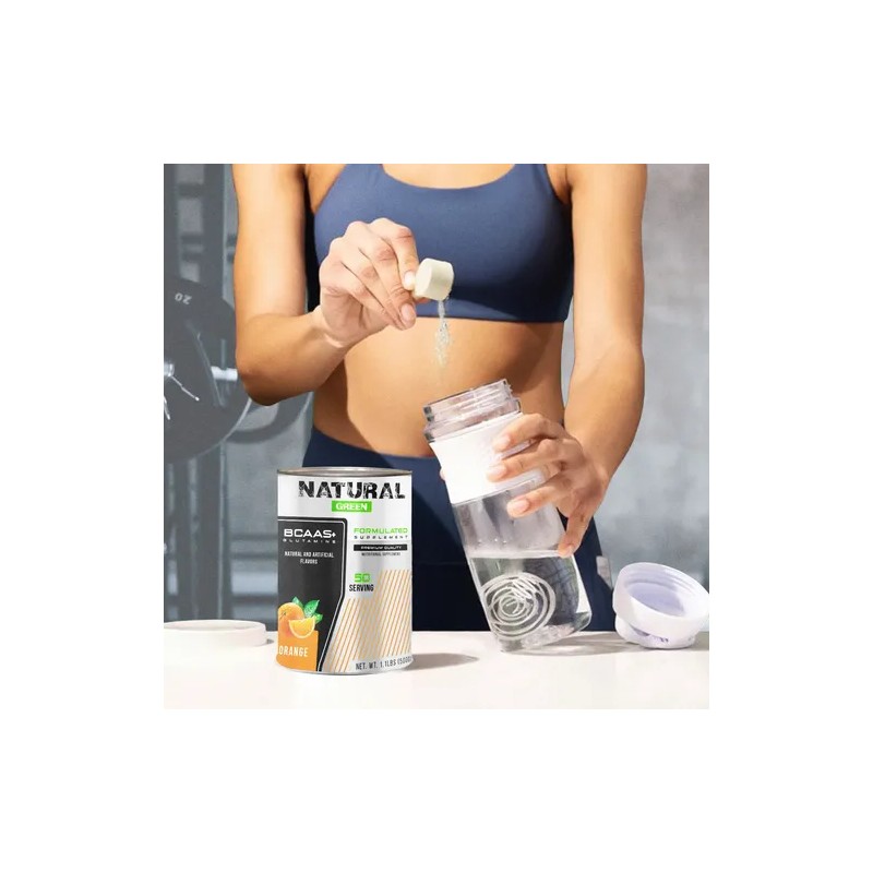 Aminoácidos Bcaas Glutamina 500g Natural Green Naranja