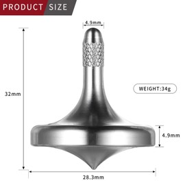 Food Grade 304 Stainless Steel Metal Spinning Top, Precision EDC Decompression Entertainment Leisure Desk Gyro Toys, Continue to Rotate for More Than 5 Minutes (Silver)