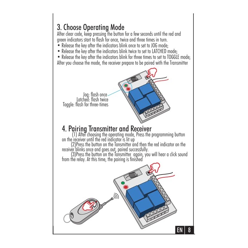 Pxyelec DC 12V One Transmitter 4 Channel Relay Smart Wireless