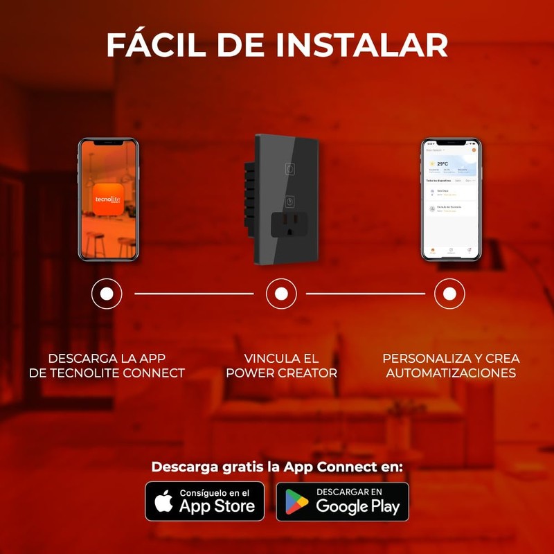 Tecnolite Connect - Apagador con Contacto Inteligente WiFi 1 Botón