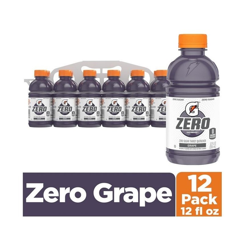 Gatorade Thirst Quencher Zero Sugar Sports Drink, Grape, 12oz Bottles,