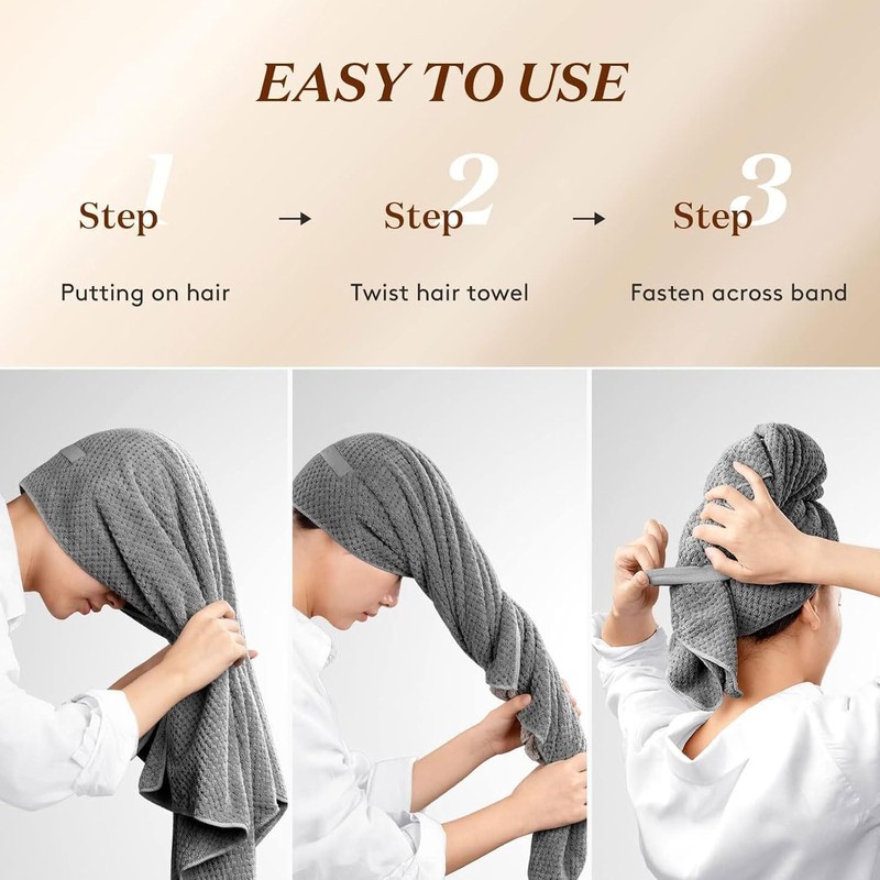 Toalla de microfibra absorbente para el cabello de secado rápido