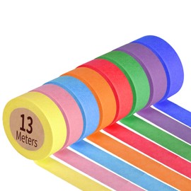 Oslynia 8 Pcs Rainbow Masking Tape, 8 Color Portable Tape, 0.59inch Wide Anti-Permeation Painters Tape, Writable Washi Tape, Light and Thin, Leaving no Trace, Masking Master