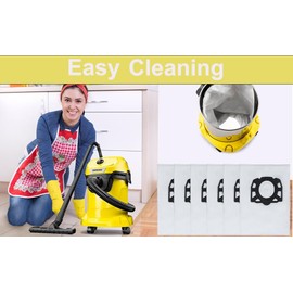 Wet & Dry Vacuum Replacement Filter Bags 6 Pack for Karcher MV4/5/6/WD4/5/6 Garbage Collection,Non-woven Fabric Durable Disposable Bags