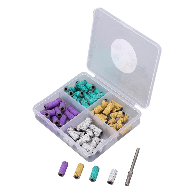 60pcs Nail Sanding Bands with Mandrel Bit Manicures Tool Professional