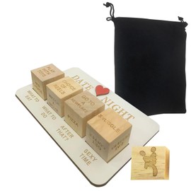 Date Night Dice, Romantic What To Do Date Night Couples Games with Pouch Storage, Wooden Fun Dice Games Set, Novelty Action Decision Dice Games Ideas for Couples, Birthday Anniversary Valentine Gift