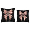 Coquette Bow Cute Welsh Pembroke Corgi Dog Pattern Throw Pillow