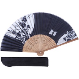 TOuWA Men's Ladies' Folding Fan, Bamboo Ribs, Japanese Pattern, Lightweight, Japanese Souvenirs, Festivals, Fireworks Displays, New Year's Parties, Recitals, Yukata, Kimono, Japanese Accessories,