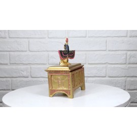 Ebros Egyptian Isis With Open Wings Golden Jewelry Box Statue Motherhood Magic