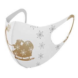 igsticker 013847 013847 Design Mask, Set of 2, Polyester, Washable, Cloth Mask, Unisex, Christmas Santa Silhouette