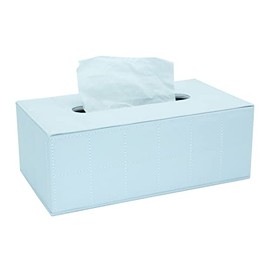 Jufeue Tissue Box Cover,Modern PU Leather Square Tissue Box Holder (602-L-White)