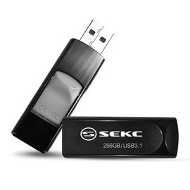SEKC SKD67256G USB Drive, 256 GB, High Speed, Supports USB 3.1 (Type-A Gen 1), Maximum Read Speed 130MB/s (Sliding, Black)