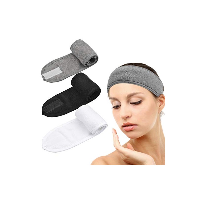 3 diademas de microfibra Dokpav con velcro ajustable para spa,