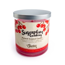 Sugarplum Cranberry Scented Natural Soy Candle, Essential Fragrance Oils, 100% Soy, Phthalate & Paraben Free, Clean Burning, 9 Oz.