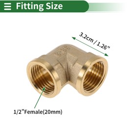 HEROFFIX Brass Pipe Fittings 1/2" Female Thickened Internal Thread Elbow (Square Type) 1.26" 2 Pcs