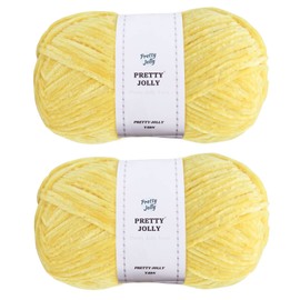 Pretty Jolly Soft Chenille Yarn Velvet Yarn Fancy Yarn for Crochet Weaving Crafts Blanket Yarn for Knitting Total 2 x 255m 2 x 150g Yellow