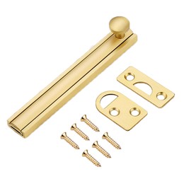 Solid Brass Surface Bolt, Heavy Duty Concealed Slide Surface Door Bolt with Screws, Door Slide Bolt Anti Theft Security Door Latch Lock for Windows, Bathroom (Gold, 4 Inch)