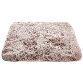 Brandsseller Seat Cushion Rug 38 x 38 cm Lambskin Look Square Faux Fur Long Pile Rug Lambskin Cushion Faux Sheepskin Taupe