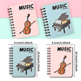 2 Pack A7 Music Theme Spiral Notebook,Portable Piano Violin Cello Small Wirebound Pocket Journal Hardcover Note Books Notepad Diary for Kid Student School Office Stationery Supplies
